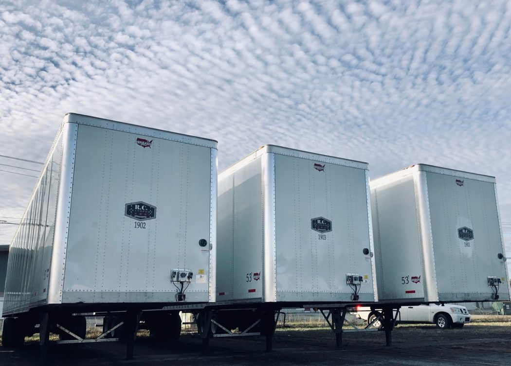 R.C. Transport dry van trailers lined up