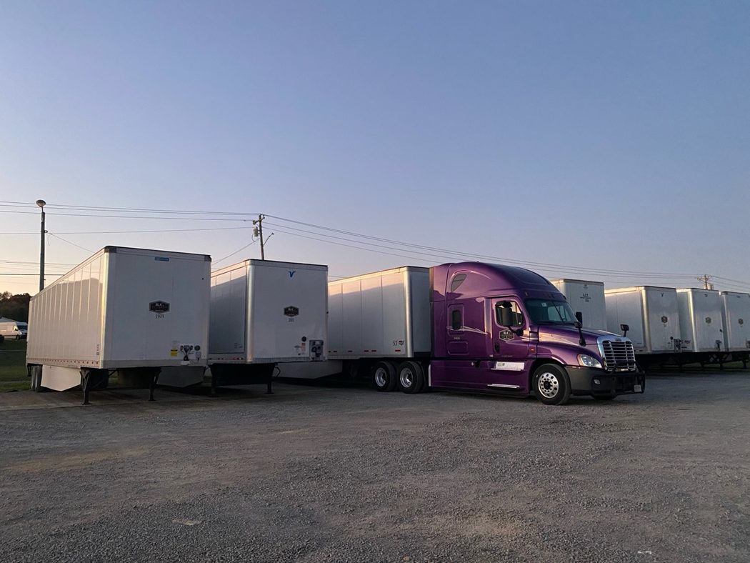 R.C. Transport purple tractor and dry van trailers
