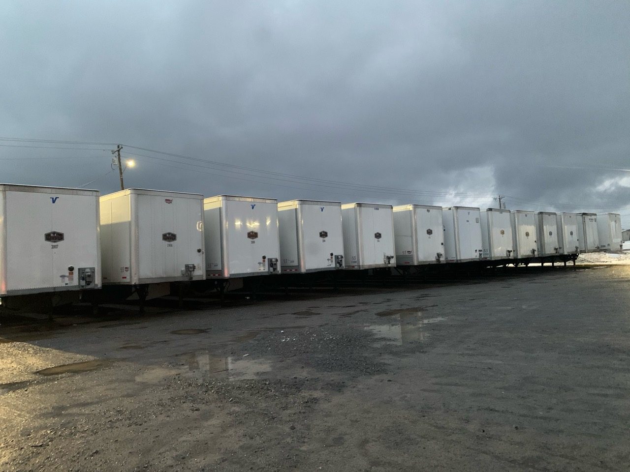 R.C. Transport parking yard with a line of trailers